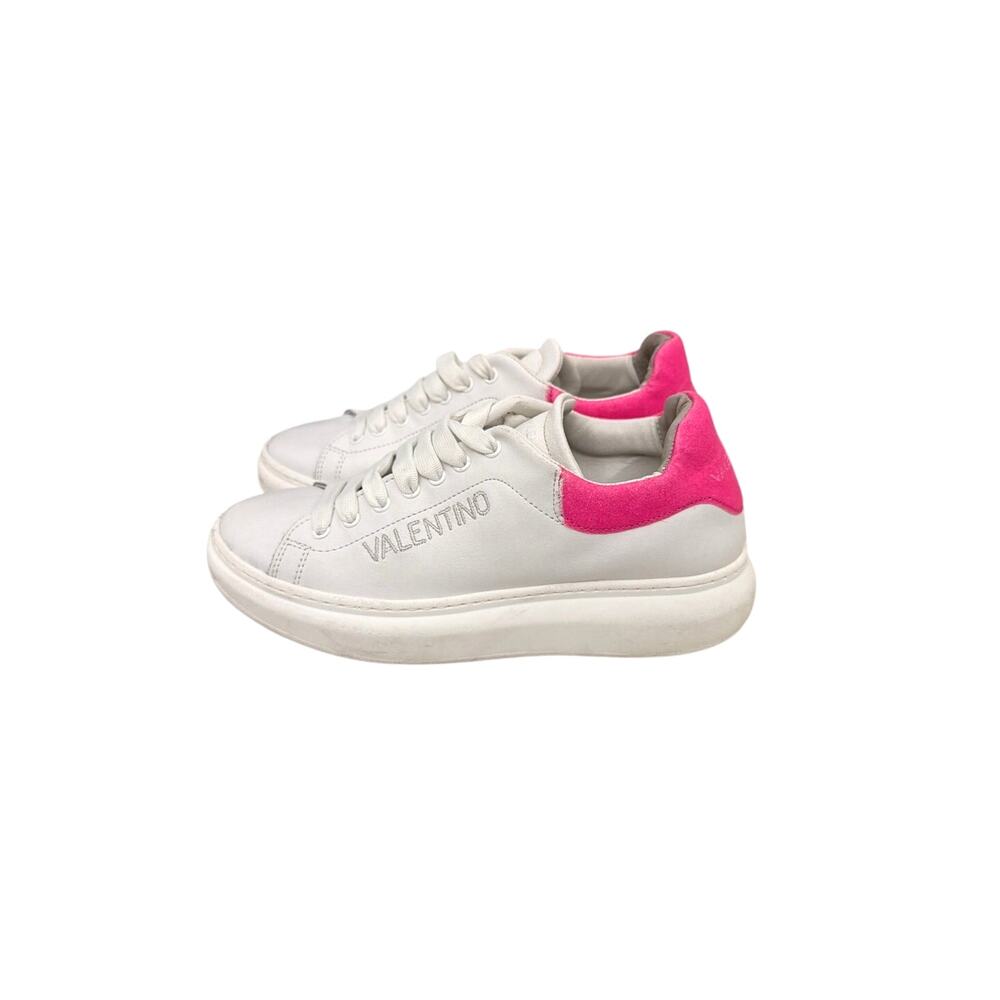 Valentino  by Mario Valentino Fresia White Leather Platform Sneakers Size 8.5